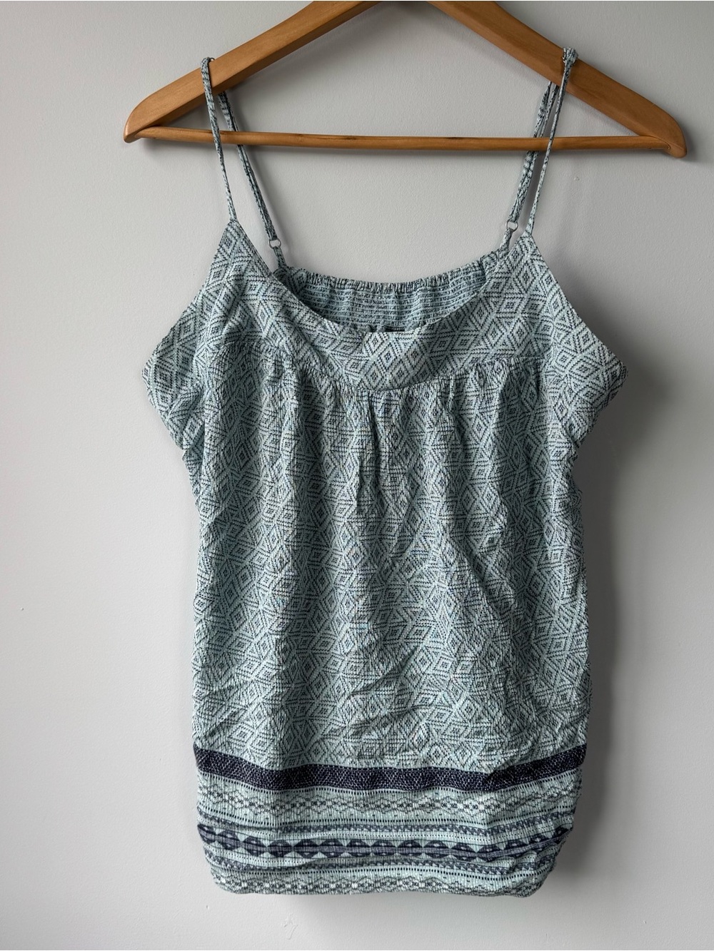 (L) Far west Light Blue Geometric Print Spaghetti-Strap Cami